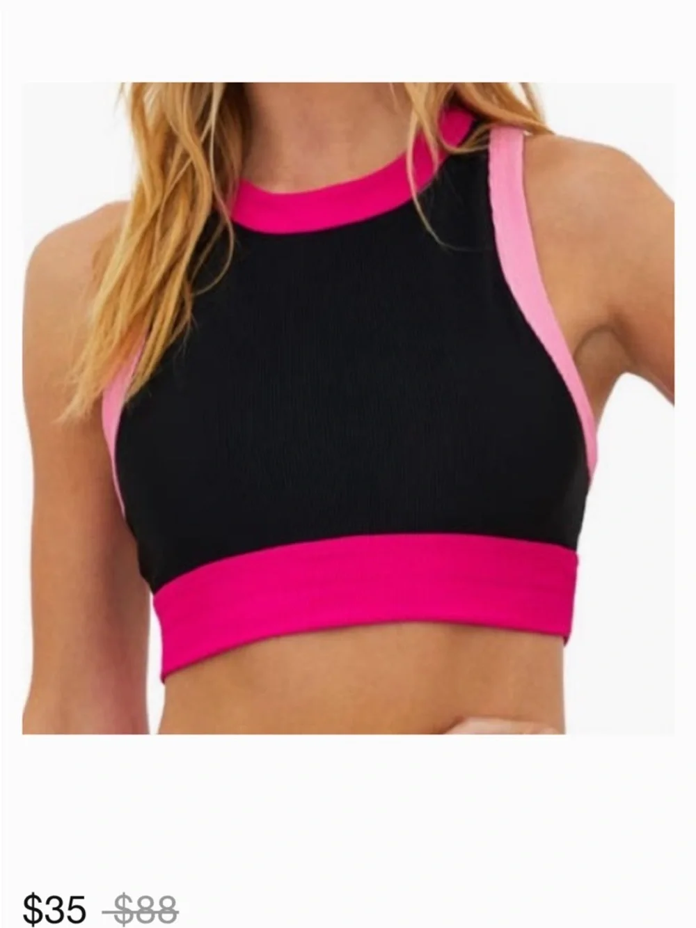 Beach Riot Gwen Colorblock Active Set Pink Black Size M Sports Bra Leggings